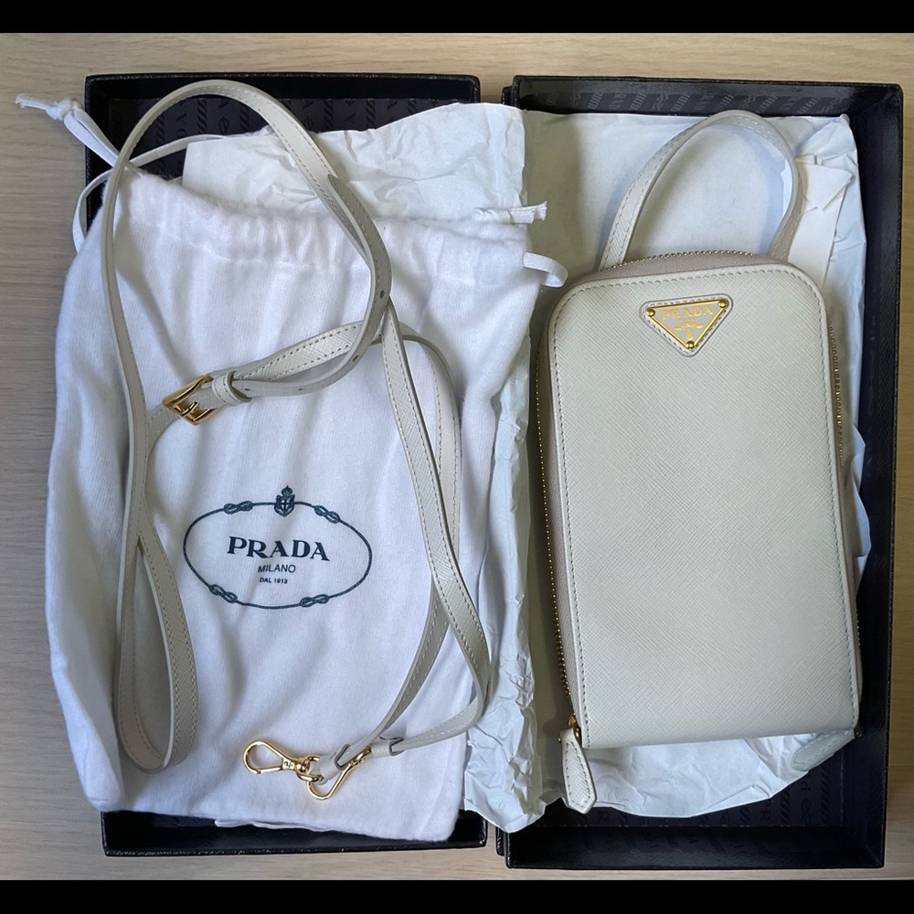 Creme/White PRADA Milano Purse with Authentication
